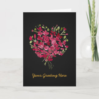 Romantic Pink Watercolor Floral Heart Blank Card Karte