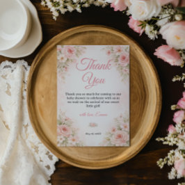 Romantic Pink Wildflower Baby Shower Thank You Dankeskarte