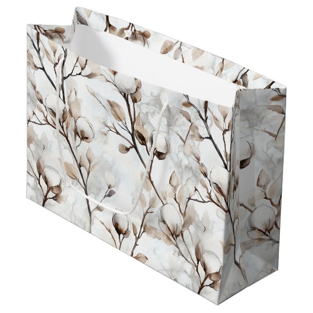Romantic Pretty White Flowering Tree Christmas Große Geschenktüte (Vorderseite Schrägansicht)