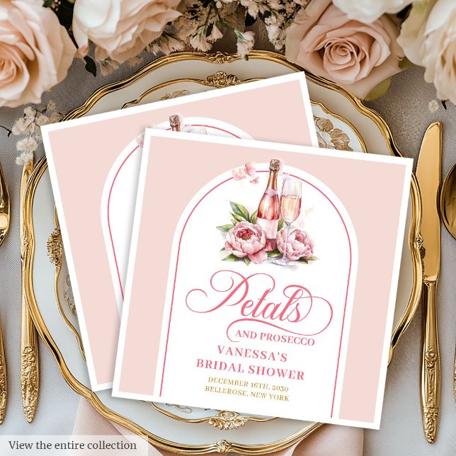 Romantic Prosecco Petals Blush and Gold Napkins Serviette (Romantic Prosecco Petals Blush and Gold Napkins)