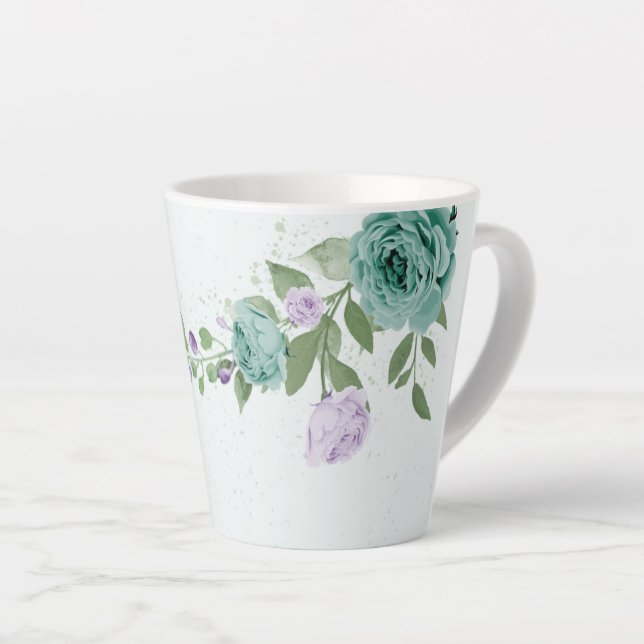 romantic purple blue flowers  greenery milchtasse (Rechte Ecke)