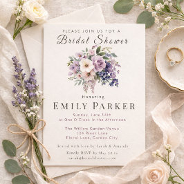 Romantic Purple Floral Bridal Shower Einladung