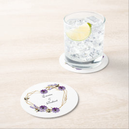 Romantic purple flower bouquet abstract background runder pappuntersetzer