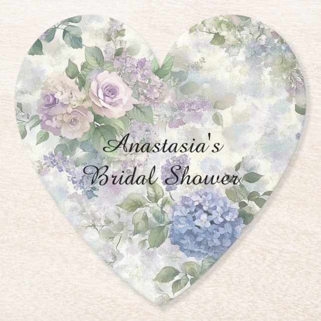 Romantic Purple Pink Flowers Bridal Shower Untersetzer (Vorderseite)