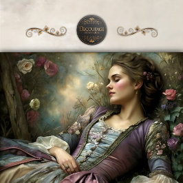 Romantic Reclining Woman Floral Portrait Decoupage Seidenpapier