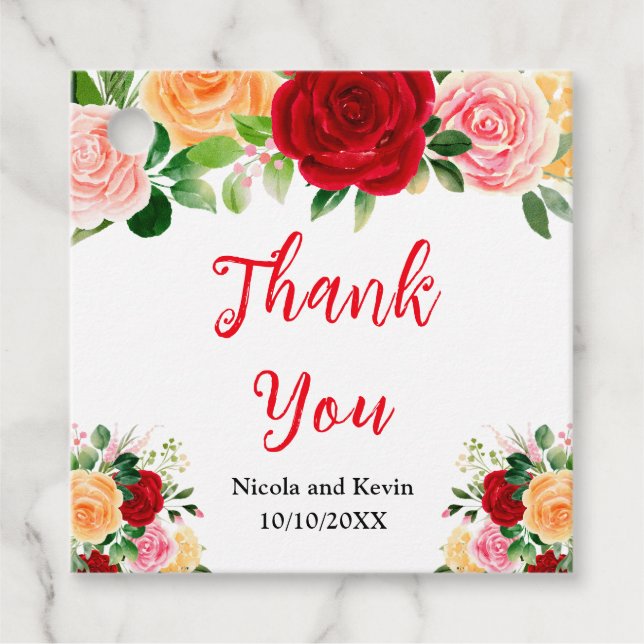 Romantic Red and Orange Roses Geschenkanhänger (Vorderseite)