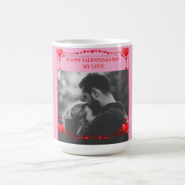 Romantic Red Heart Frame Custom Photo Valentine Kaffeetasse
