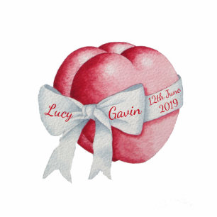 Romantic Red Love Heart and White Ribbon Fotoskulptur Magnet