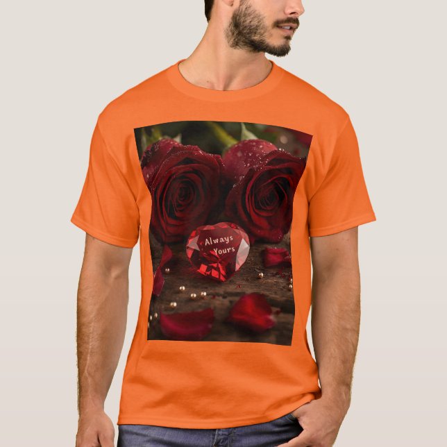 Romantic Red Rose Always Yours Valentine Couple  T-Shirt (Vorderseite)