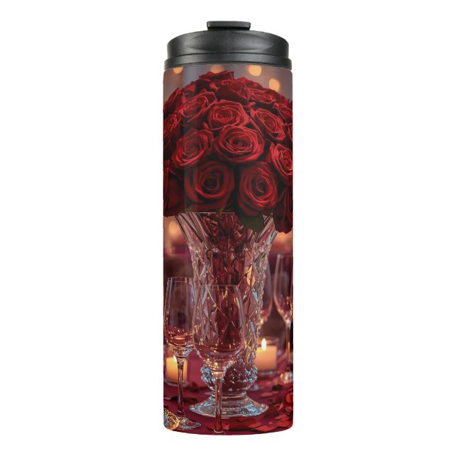 Romantic Red Rose Valentine Insulated Thermosbecher (Vorderseite)