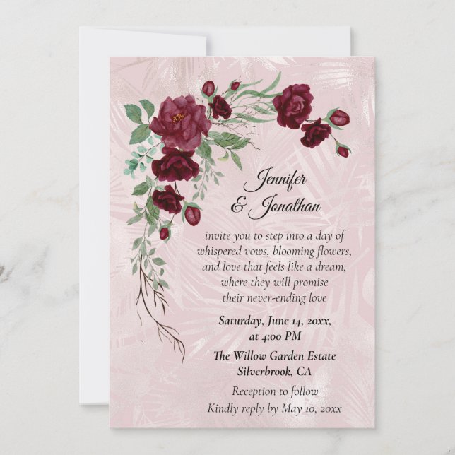 Romantic Red Roses Customizable Wedding Invitation (Vorderseite)