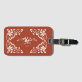 Romantic Red Rust Mr & Mrs Floral Wedding Gepäckanhänger