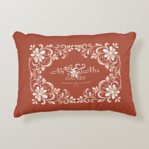 Romantic Red Rust Shabby Chic Mr. Wedding Dekokissen