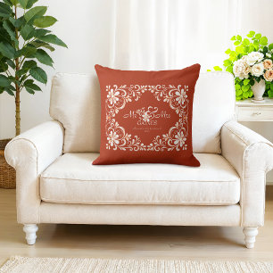 Romantic Red Rust Shabby Chic Mr. Wedding Kissen