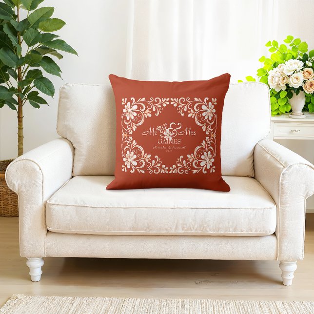 Romantic Red Rust Shabby Chic Mr. Wedding Kissen (Von Creator hochgeladen)