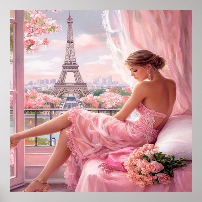 Romantic Reverie in Pink Paris Poster (Vorne)