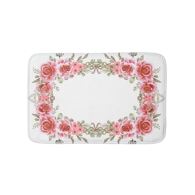 Romantic Rose Frame Memory Foam Bath Mat Badematte (Vorderseite)