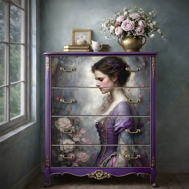 Romantic Rose Garden Woman Portrait Decoupage Seidenpapier (Romantic Rose Garden Woman Portrait Decoupage Tissue Paper)