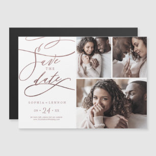 Romantic Rose Gold 3 Foto von Save the Date Magneteinladung