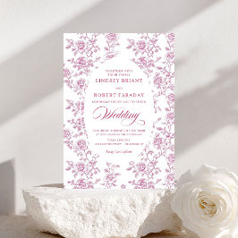 Romantic Rose Gold Floral Toile Wedding Invitation Einladung