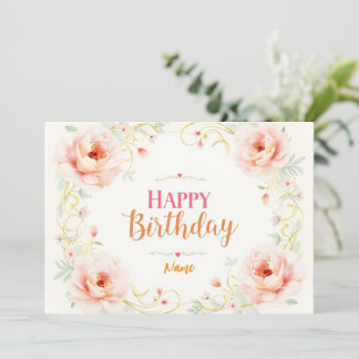 Romantic Rose Gold Script Karte