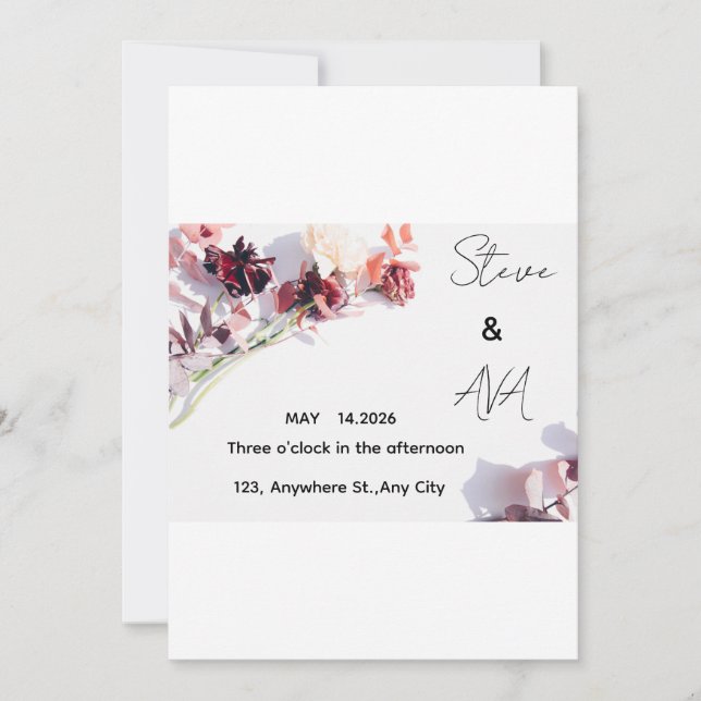 Romantic Rose Wedding Invitation | Soft Floral Ele Einladung (Vorderseite)