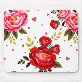 Romantic Roses and Hearts Mouse Pad Mousepad