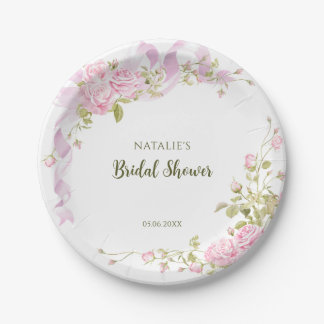 Romantic Roses Chic Floral Bridal Shower Pappteller