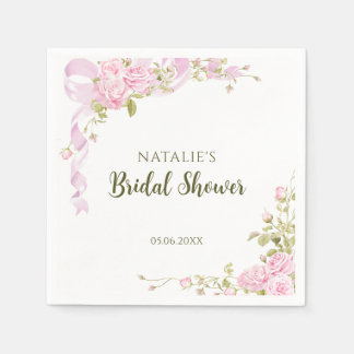 Romantic Roses Chic Floral Bridal Shower Serviette
