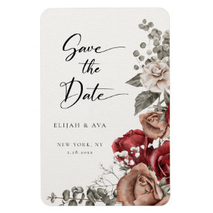 Romantic Roses & Eucalyptus Save the Date Magnet
