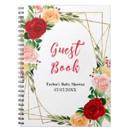 Romantic Roses Floral Baby Shower Guest Book Notizblock