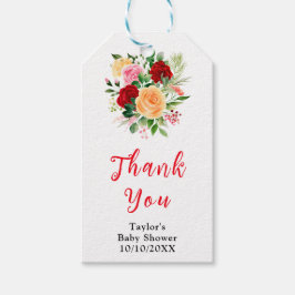 Romantic Roses Floral Baby Shower Thank You Geschenkanhänger