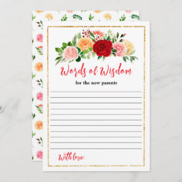 Romantic Roses Floral Baby Shower Words Of Wisdom Einladung