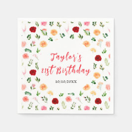 Romantic Roses Floral Birthday Serviette