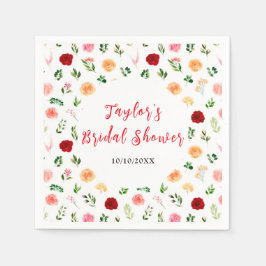 Romantic Roses Floral Bridal Shower Serviette