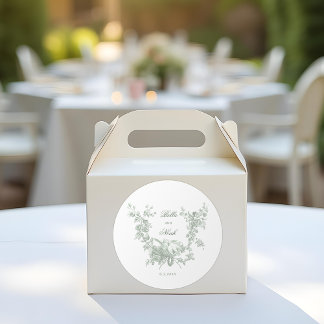 Romantic Sage Floral Wreath w/Lovebirds Wedding Runder Aufkleber