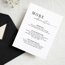 Romantic Script Black and White Wedding Details Begleitkarte