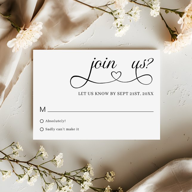 Romantic Script Typography Minimalist Wedding RSVP Karte (Von Creator hochgeladen)