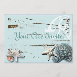 Romantic Seashells Beach Hochzeitseinladung Einladung