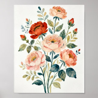 Romantic Shabby Chic Floral Art Poster