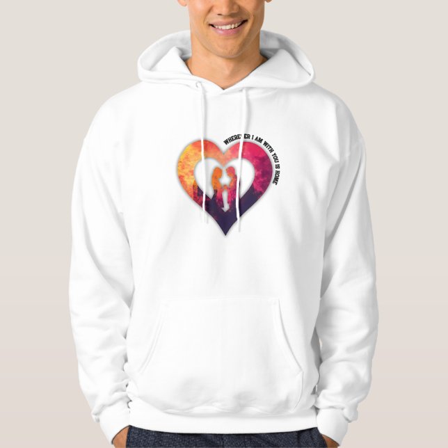 Romantic Silhouette Heart Couple Valentine's Day  Hoodie (Vorderseite)