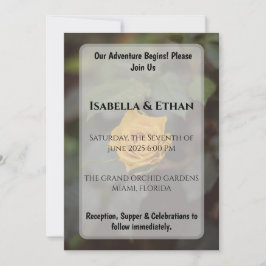 Romantic Single Yellow Rose Dark Garden Wedding  Einladung