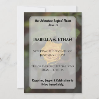 Romantic Single Yellow Rose Dark Garden Wedding Einladung