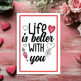 Romantic Sketch Hand Drawn Valentine Card Red  Feiertagskarte