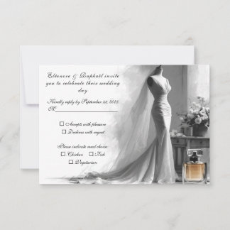 Romantic Sketch RSVP Card - Elegante Vintage Brida Karte