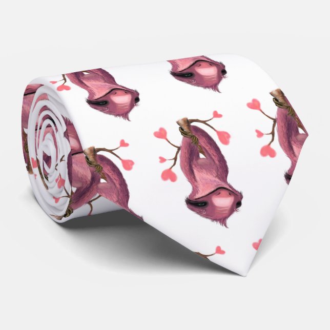 Romantic Sloth Funny Neck Tie - Lächeln Krawatte (Gerollt)