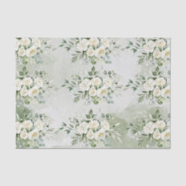 Romantic Soft Sage Green Floral Garden Wedding Seidenpapier