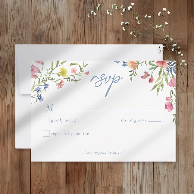Romantic Spring Wildflower Garden Wedding RSVP Karte (Von Creator hochgeladen)