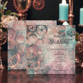 Romantic Steampunk Gears Wedding Invitation Einladung