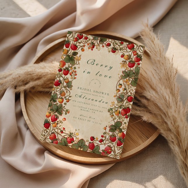 Romantic Strawberry Floral Bridal Shower Einladung (Von Creator hochgeladen)